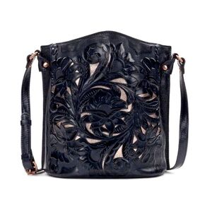 Patricia Nash Lavello Tooled Black Leather Bag